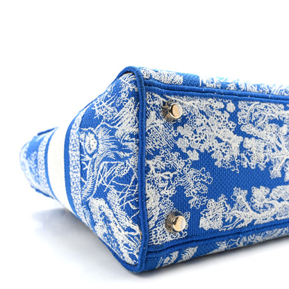 Christian Dior Canvas Toile De Jouy Reverse Embroidered Medium Lady D-Lite Fluorescent Blue 8 of 9