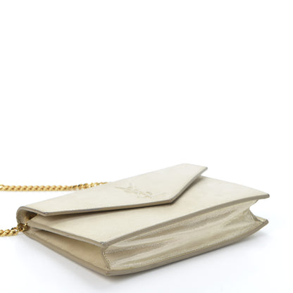 Saint Laurent Metallic Fabric Monogram Envelope Chain Wallet Champagne 3 of 15