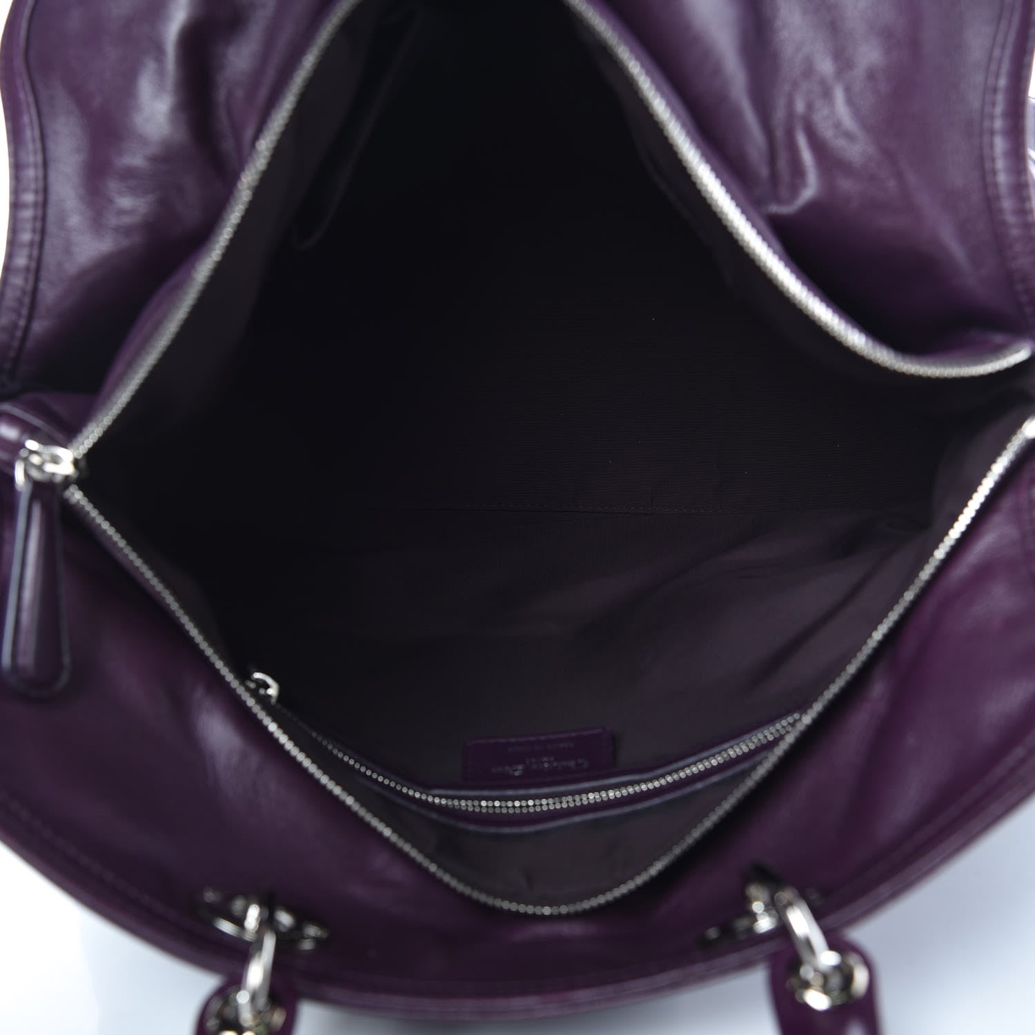 Christian Dior Lambskin Cannage Large Granville Tote Purple 6 of 17