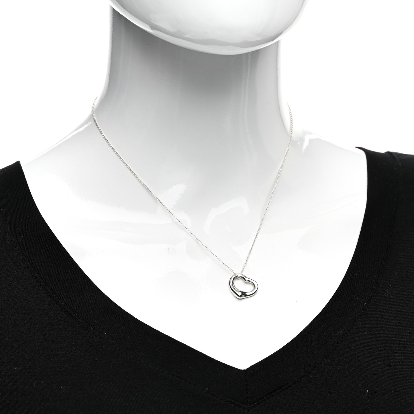 Sterling Silver 16mm Elsa Peretti Open Heart Pendant Necklace