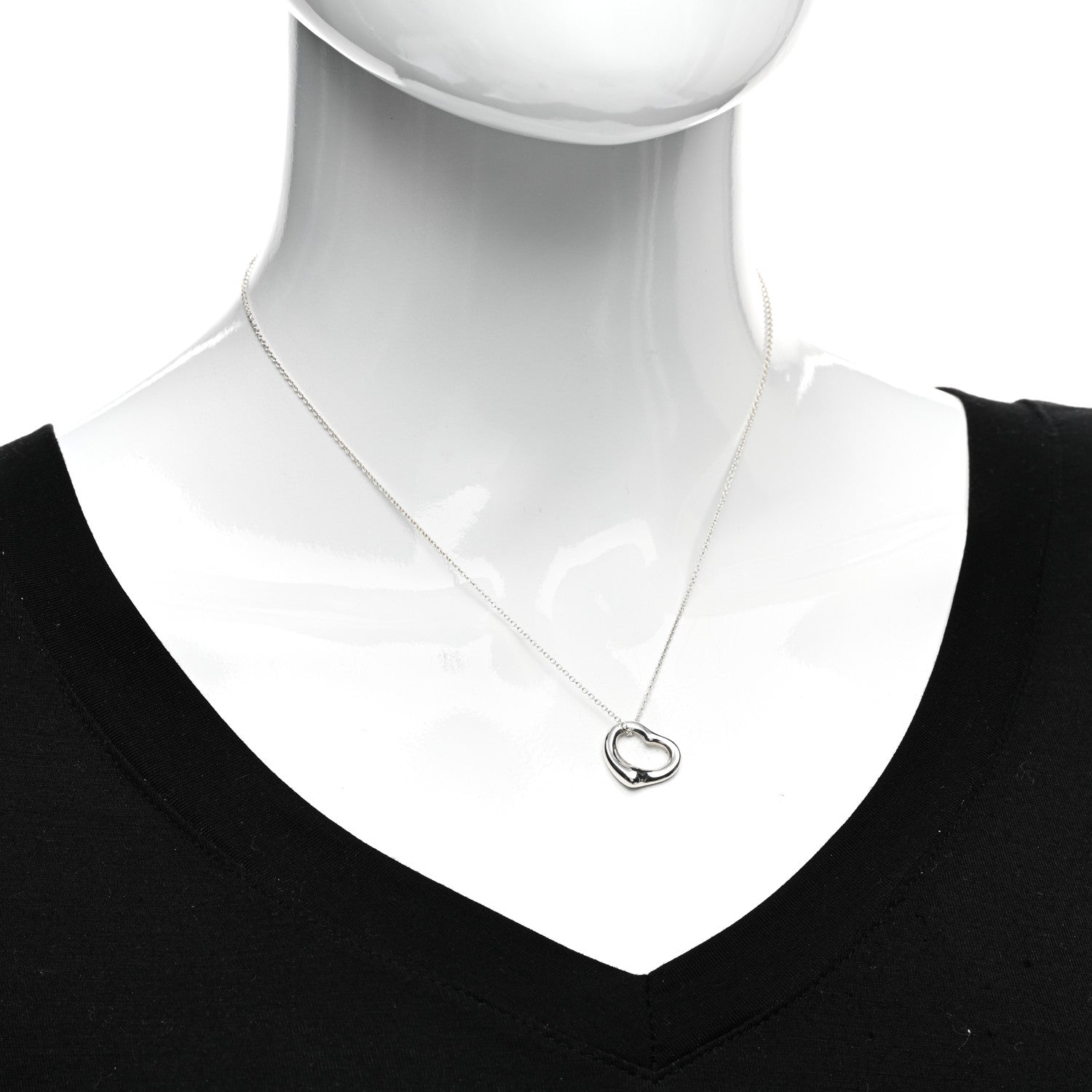Tiffany Sterling Silver 16mm Elsa Peretti Open Heart Pendant Necklace 2 of 4