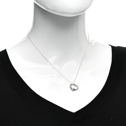 Tiffany Sterling Silver 16mm Elsa Peretti Open Heart Pendant Necklace 2 of 4