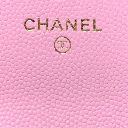 Chanel Caviar Metal Perforated Quilted CC Flap Card Holder Pink Green 6 of 8