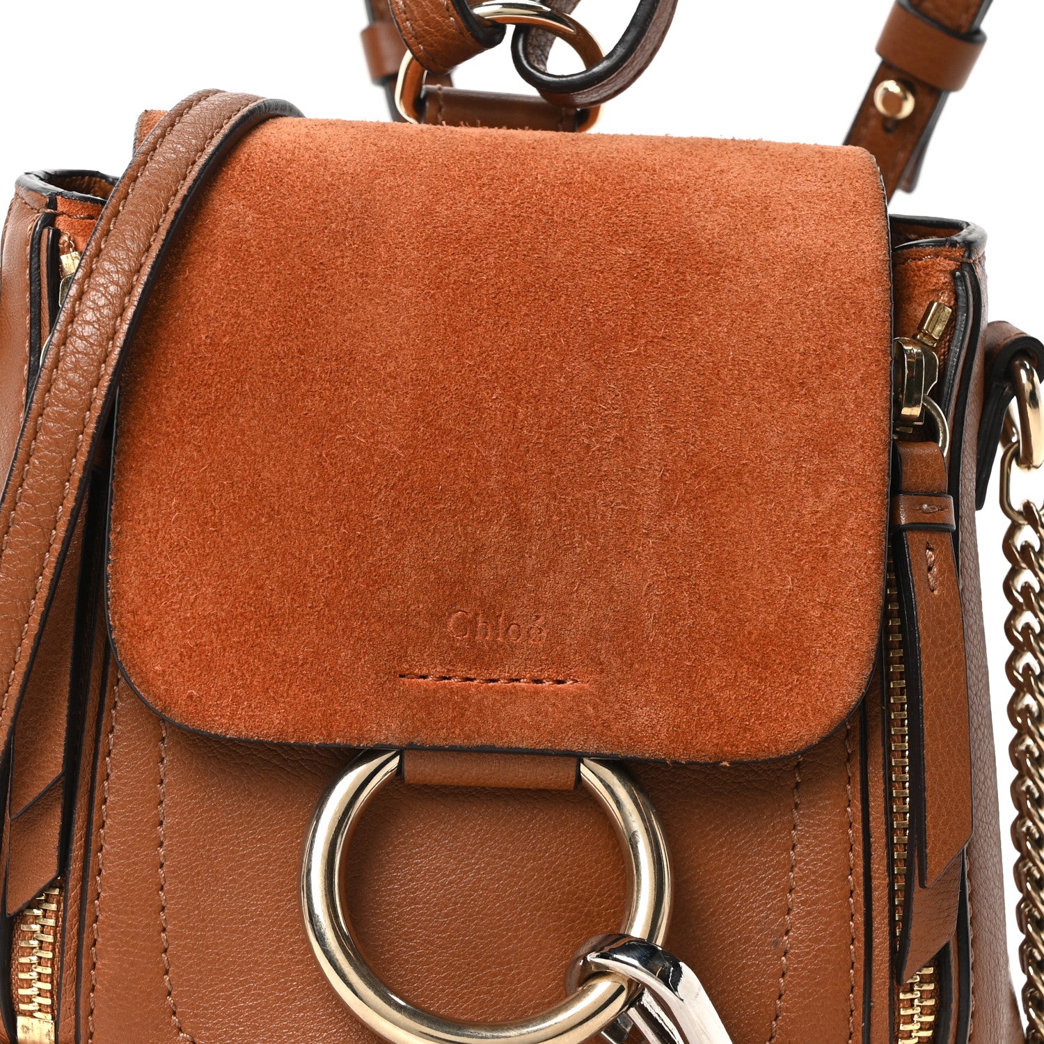 Chloe Suede Calfskin Mini Faye Backpack Tan 8 of 10
