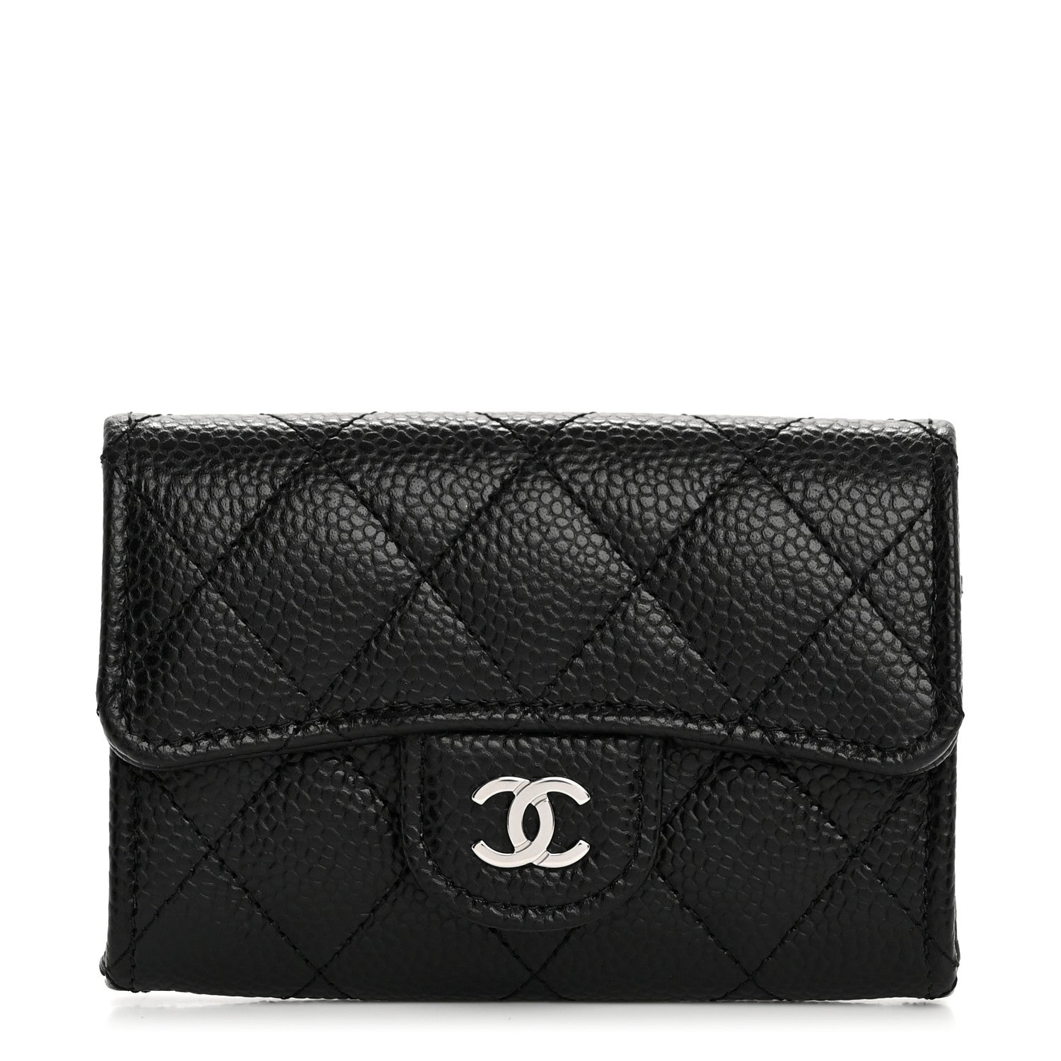Chanel Caviar Quilted Flap Card Holder Wallet Black 1 of 9
