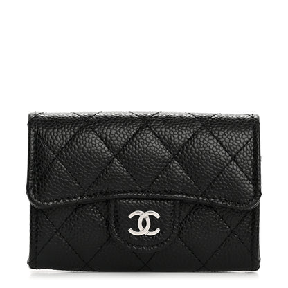 Chanel Caviar Quilted Flap Card Holder Wallet Black 1 of 9