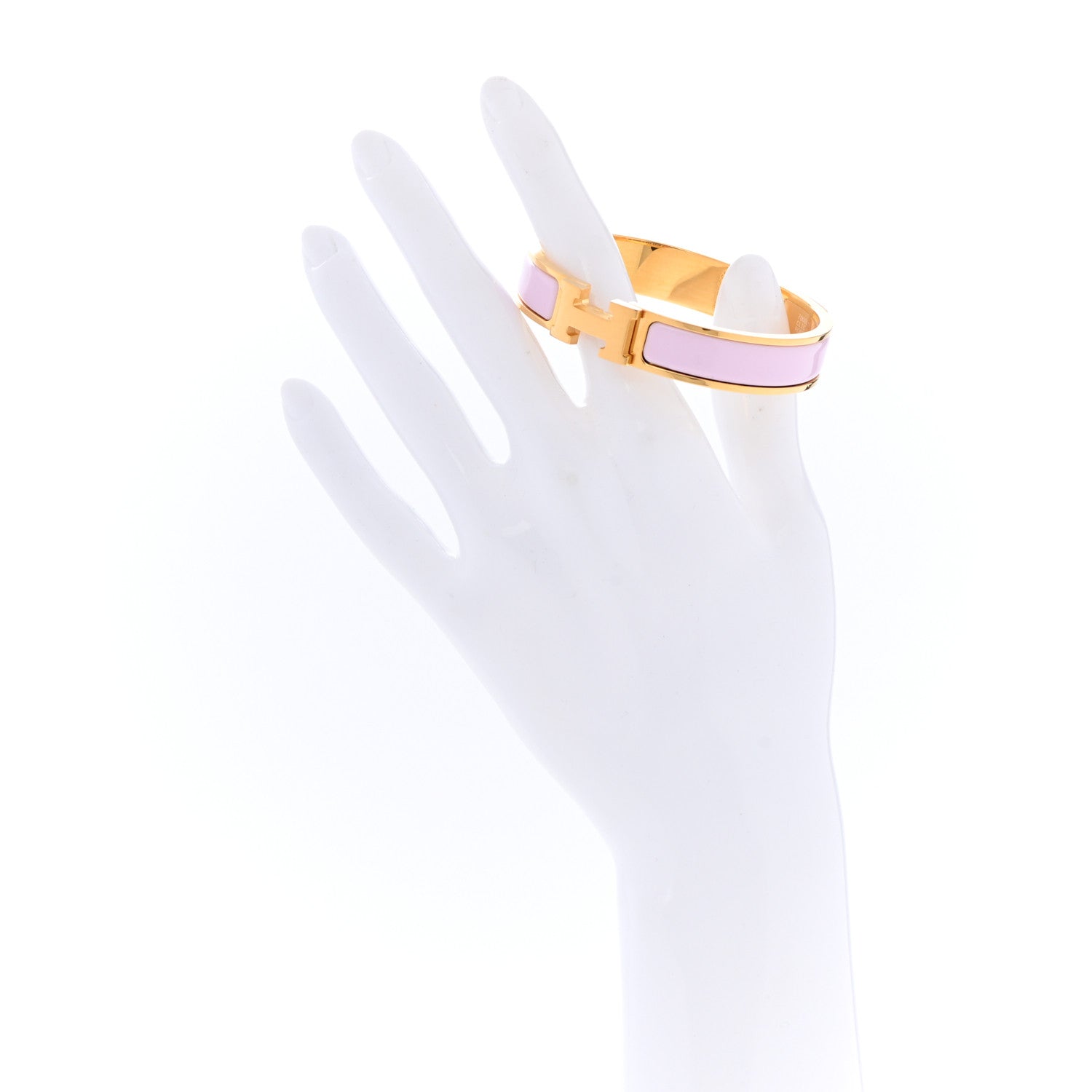 Hermes Enamel Narrow Clic Clac H Bracelet GM Rose Dragee 2 of 6