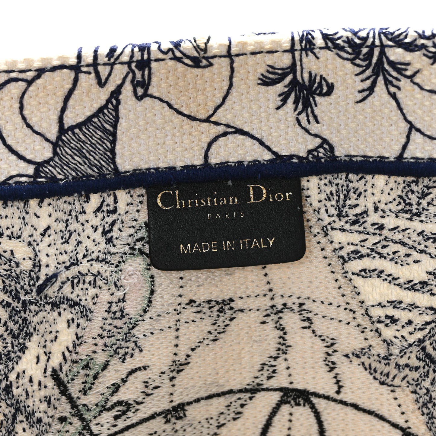 Canvas Embroidered Large Around The World Book Tote Blue