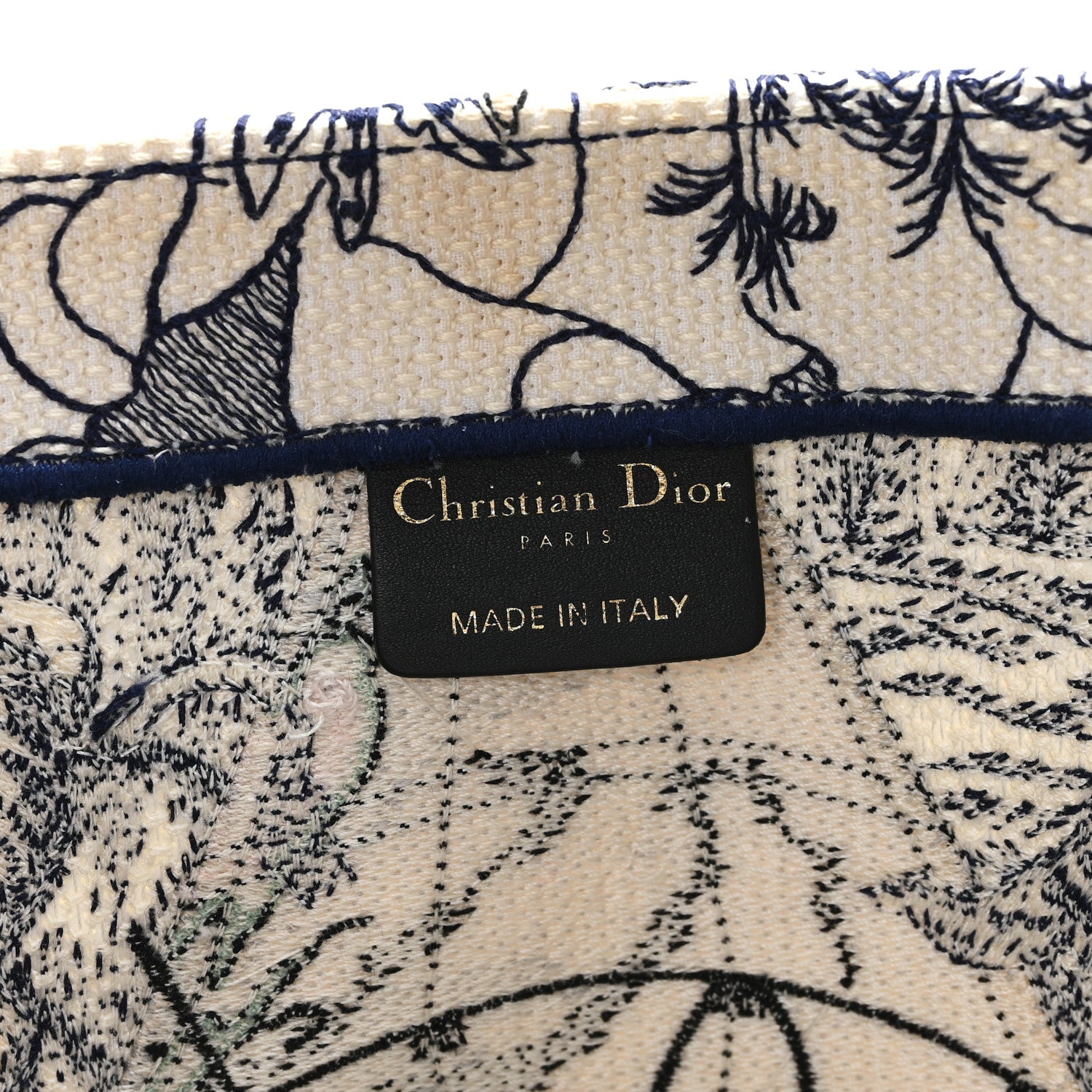 Christian Dior Canvas Embroidered Large Around The World Book Tote Blue 6 of 11