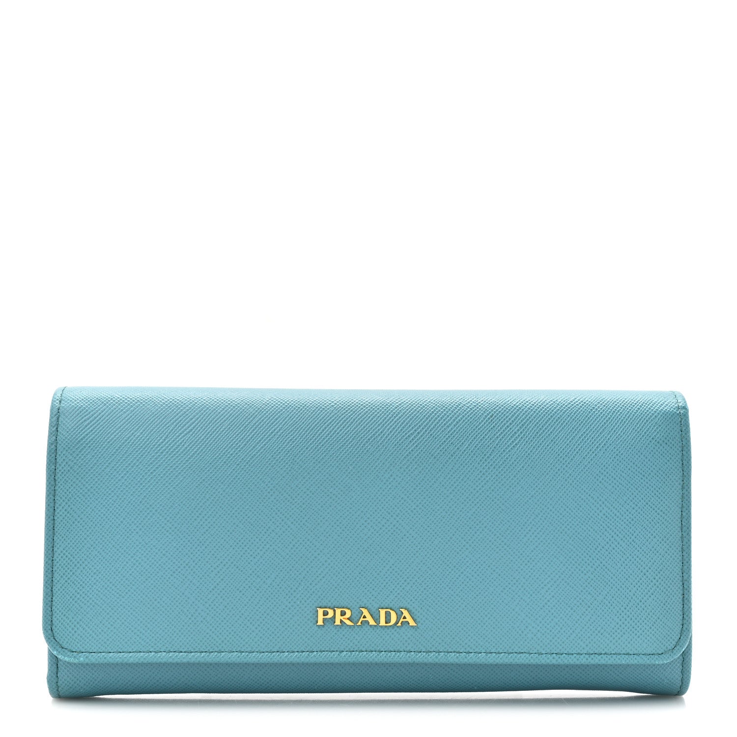 Prada Saffiano Metal Continental Flap Wallet Turchese 1 of 16