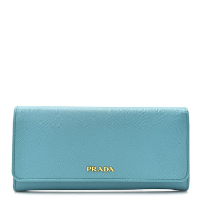 Prada Saffiano Metal Continental Flap Wallet Turchese 1 of 16