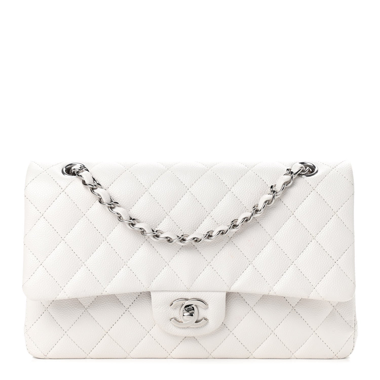 Chanel Caviar Quilted Medium Double Flap White 1 of 10