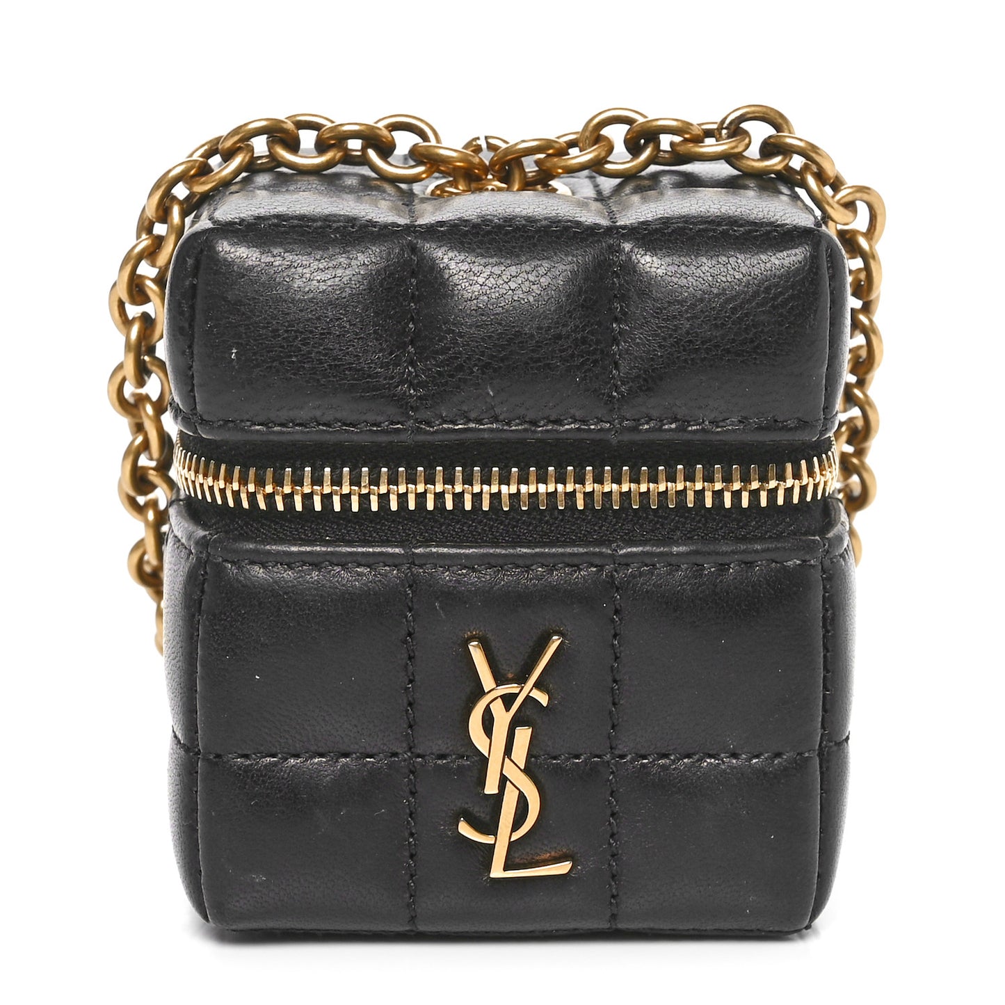 Lambskin Cassandre Matelasse Carre Mini Cube On Chain Black