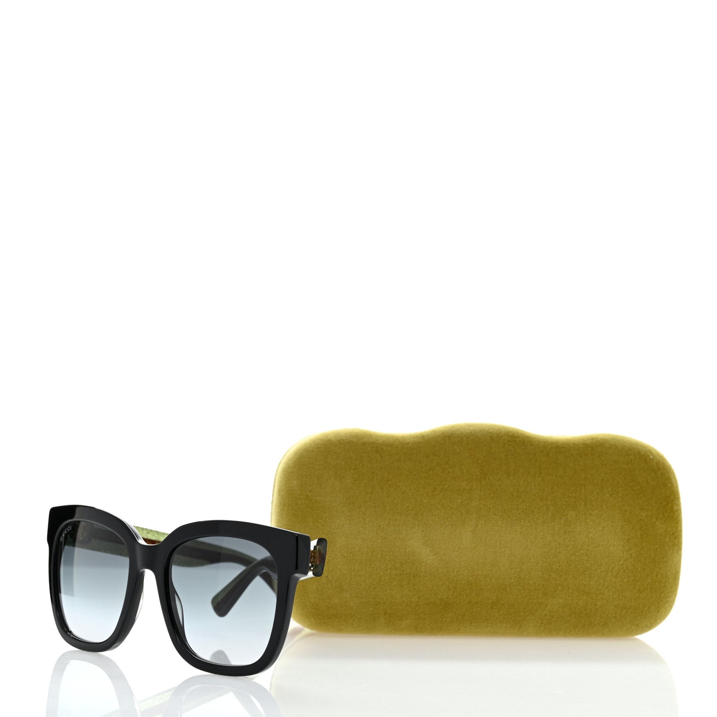 Acetate Square Frame Web Glitter Sunglasses GG0034S Black Green