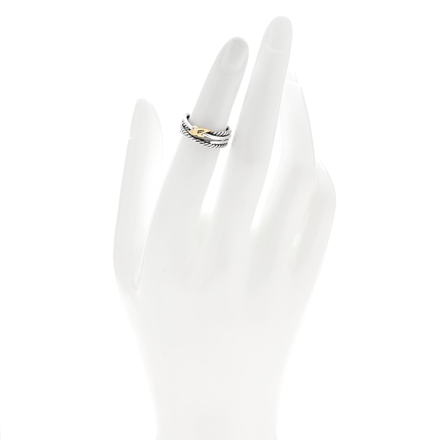 David Yurman Sterling Silver 18K Yellow Gold 6mm X Crossover Ring 47 4 2 of 4