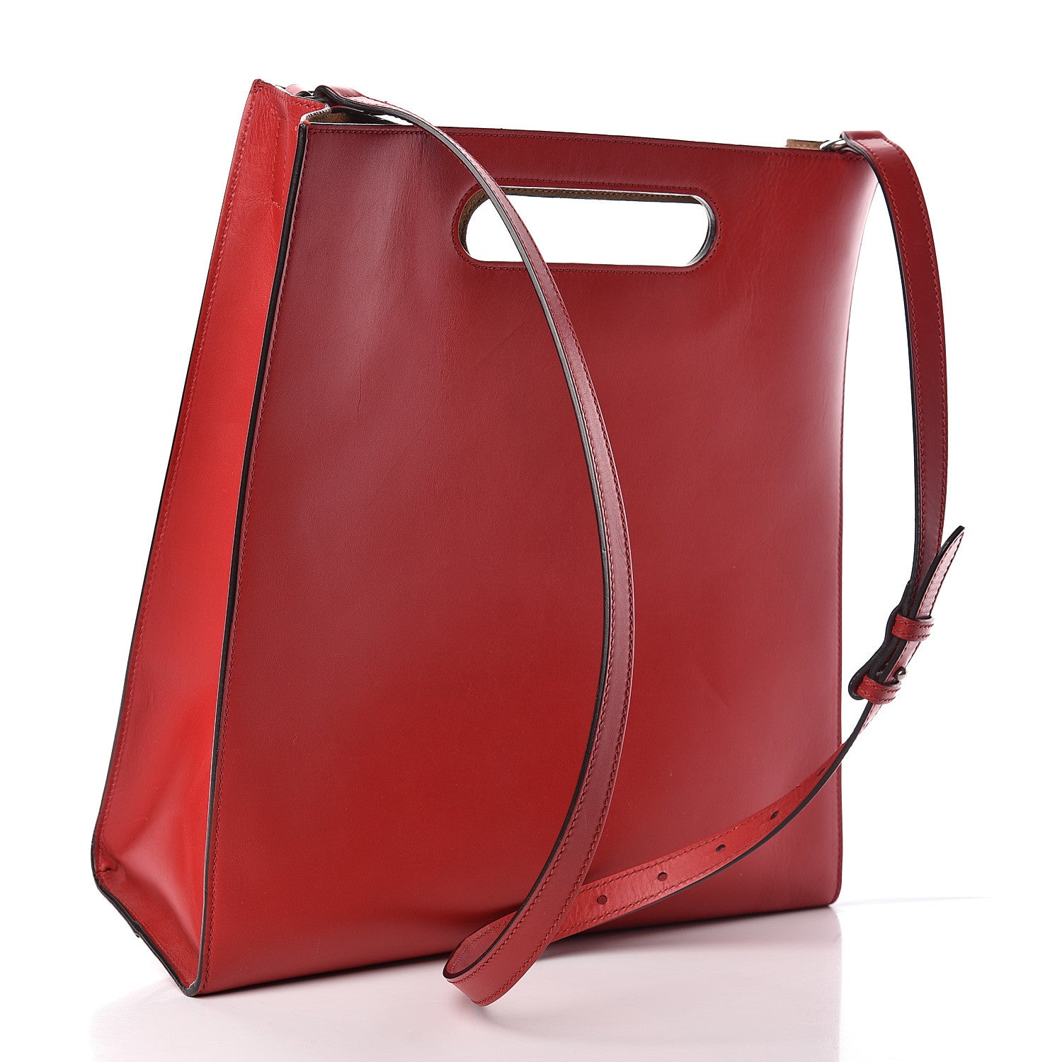 Gucci Calfskin Embossed Medium XL Tote Red 3 of 15