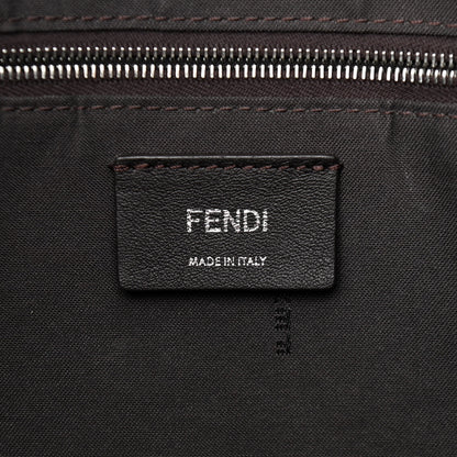 Fendi Glazed Fabric Vitello Century FF 1974 Stamp Patch Shopping Tote Mogano Panna Black 6 of 13