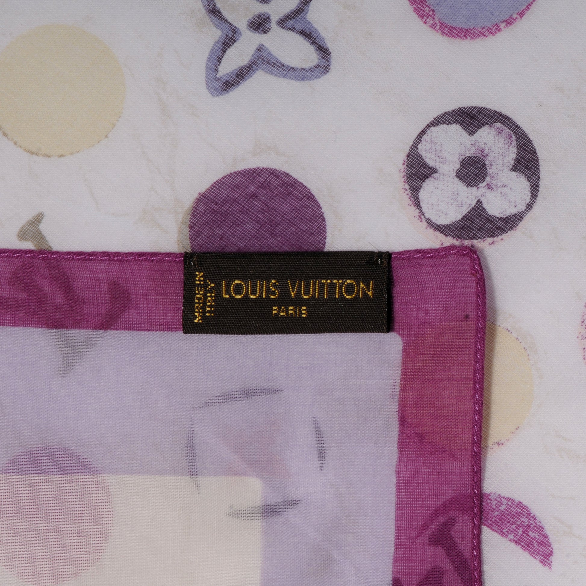 Louis Vuitton Cotton Monogram Dot Logo Bandana Scarf White 4 of 5