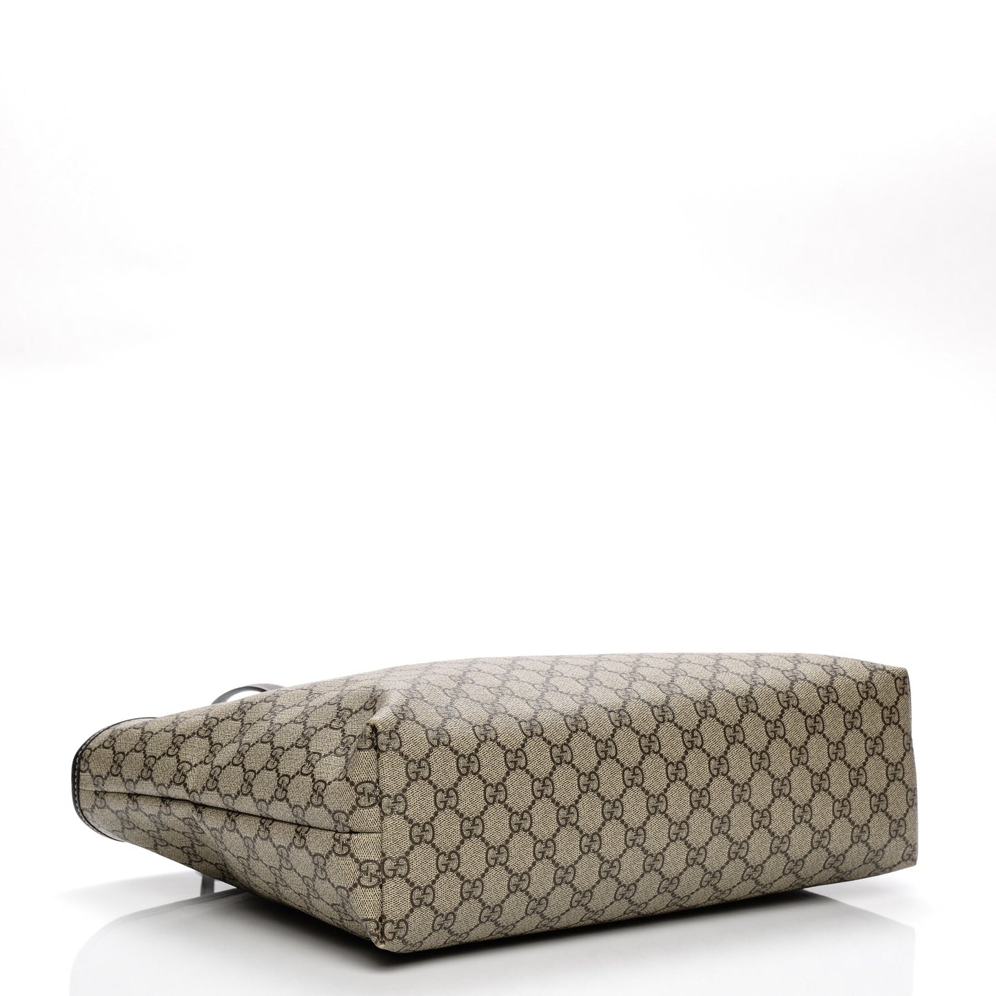 GG Supreme Monogram Medium Zippered Shopping Tote Dark Brown