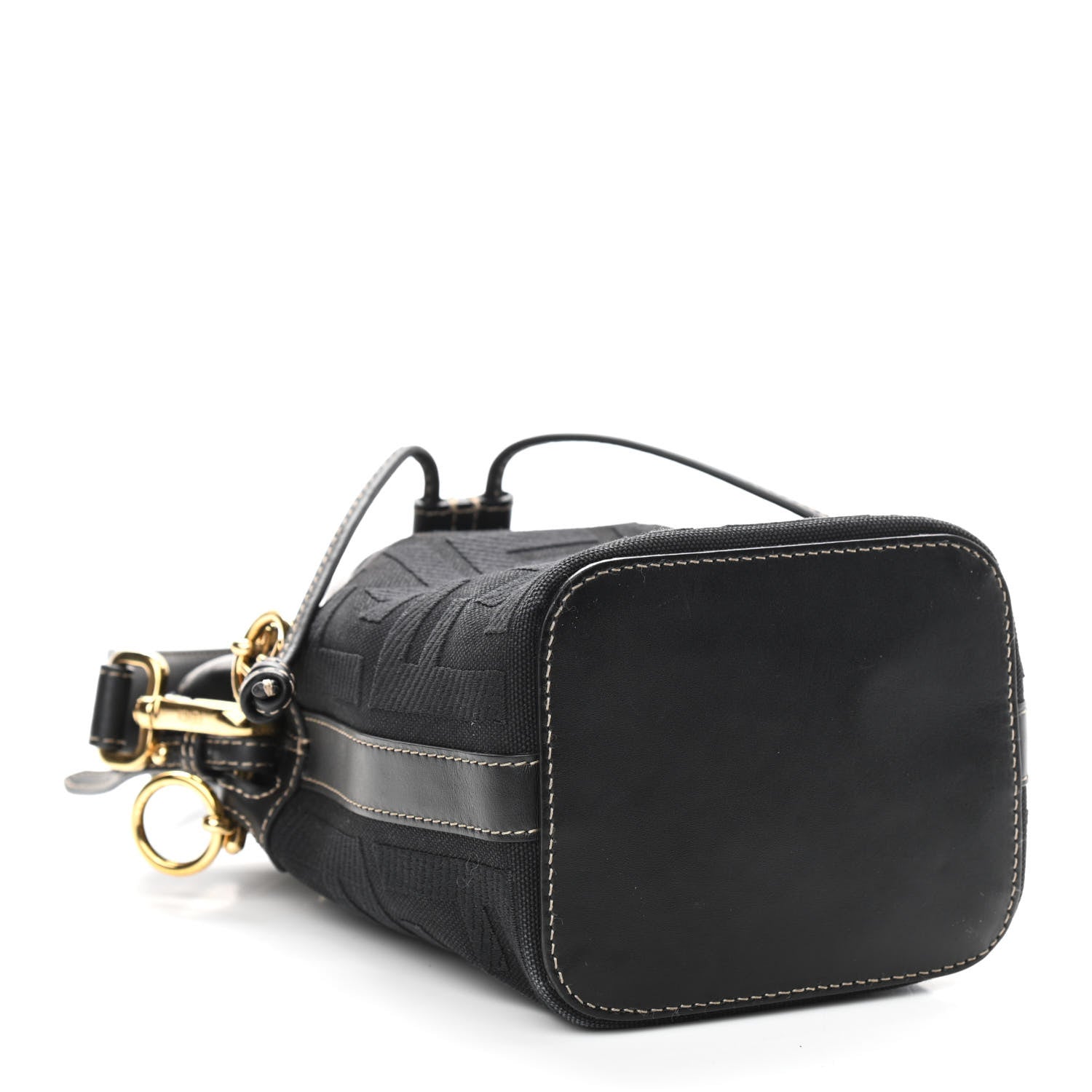 Fendi Canvas Vitello King F is Fendi FF Embroidered Mini Mon Tresor Bucket Bag Black 4 of 11
