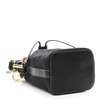 Fendi Canvas Vitello King F is Fendi FF Embroidered Mini Mon Tresor Bucket Bag Black 4 of 11