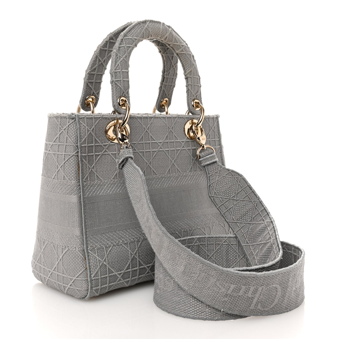 Canvas Embroidered Cannage Medium Lady D-Lite Gray