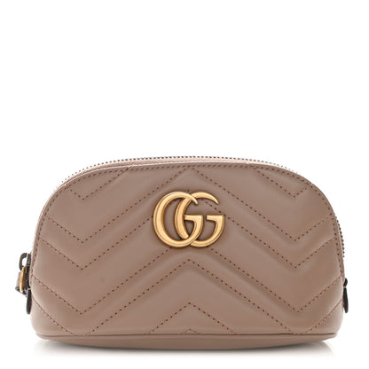 Gucci Calfskin Matelasse GG Marmont Pouch Cosmetic Case Porcelain Rose 1 of 8