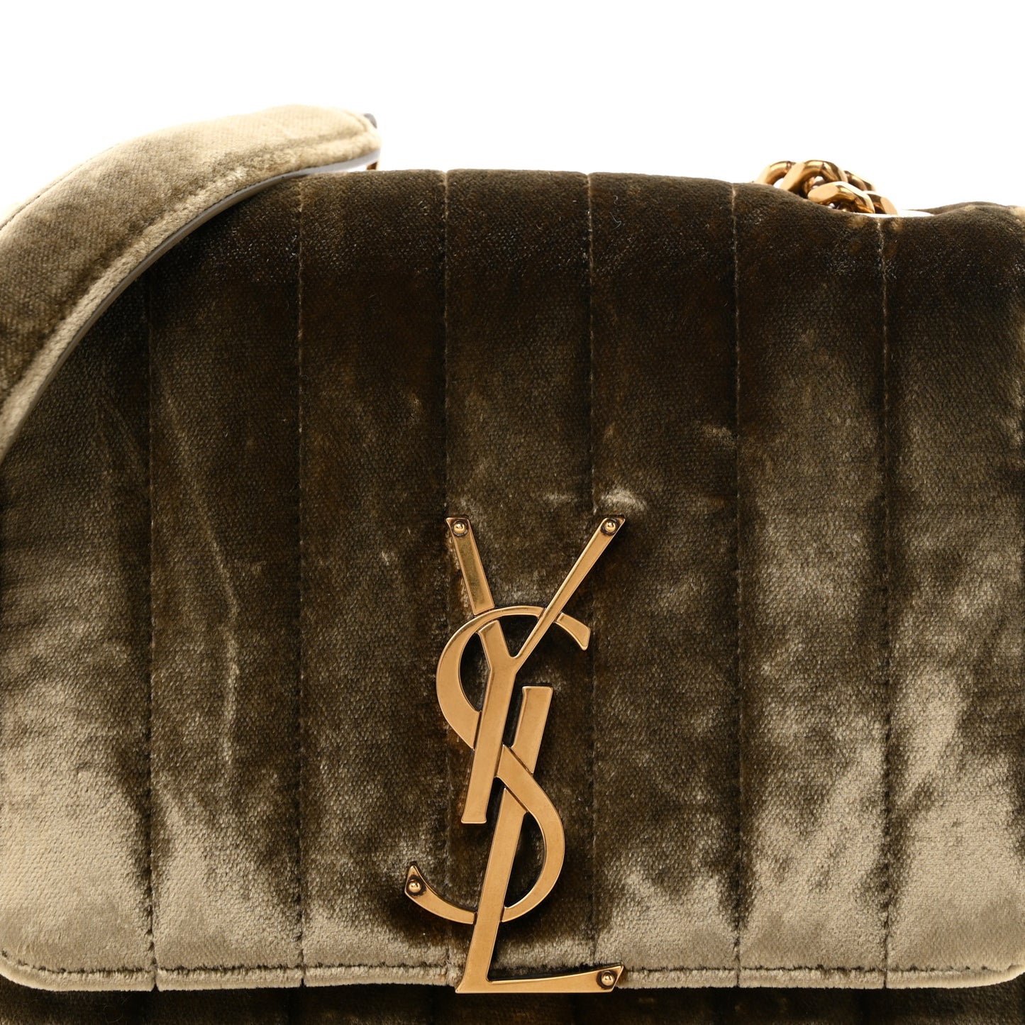 Velvet Matelasse Small Vicky Chain Bag Dark Vintage Olive