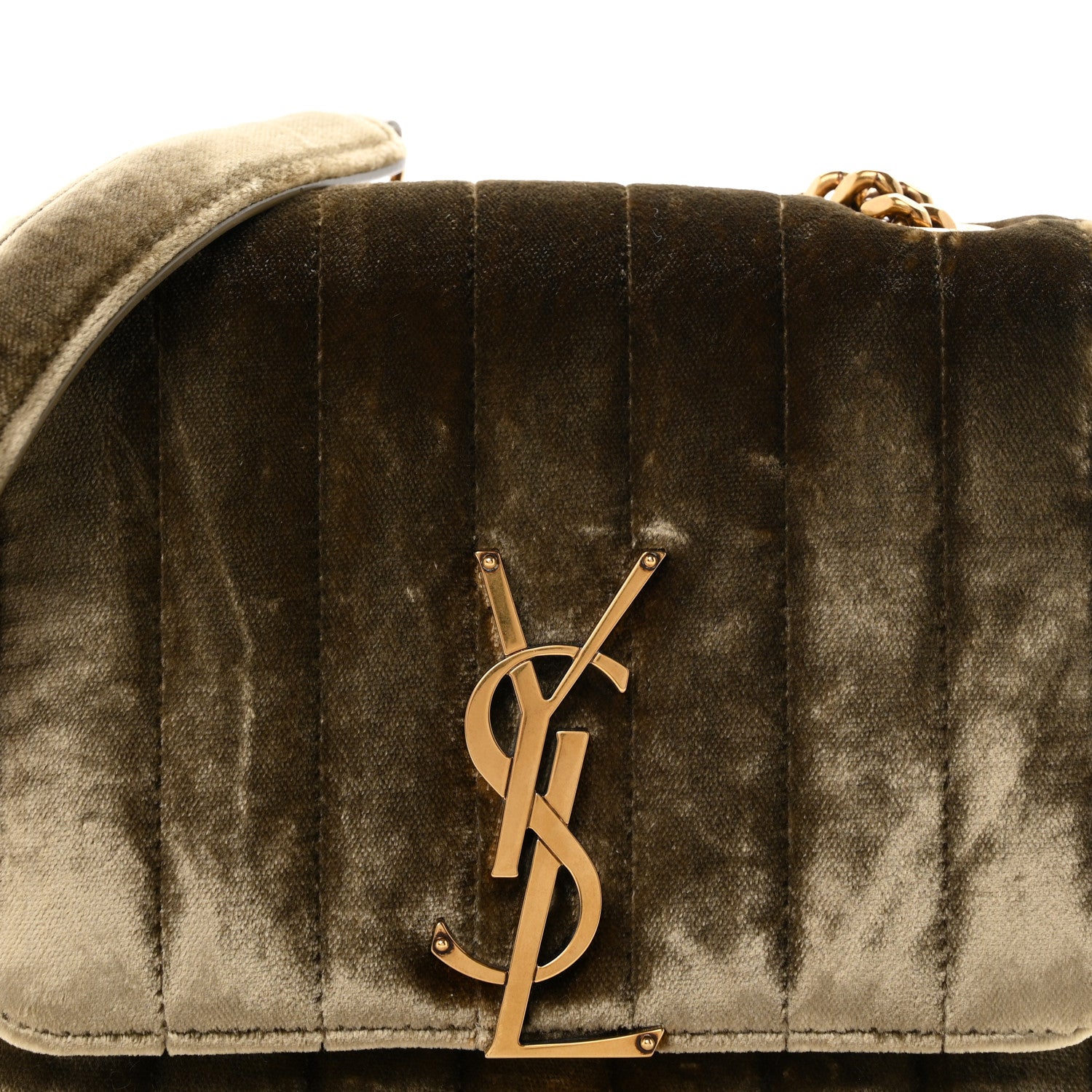Saint Laurent Velvet Matelasse Small Vicky Chain Bag Dark Vintage Olive 8 of 10
