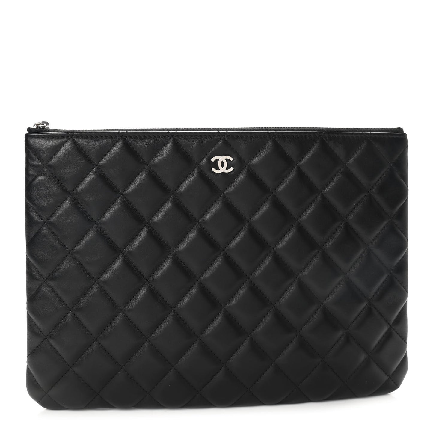 Lambskin Quilted Large Cosmetic Case Black