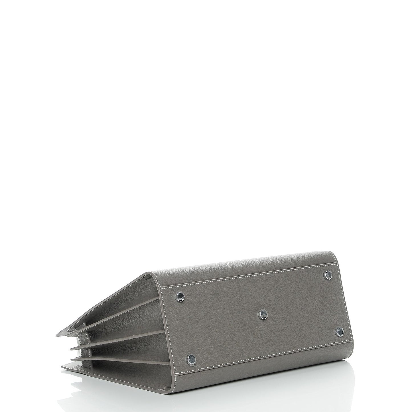 Grained Calfskin Topstitch Small Sac De Jour Grey