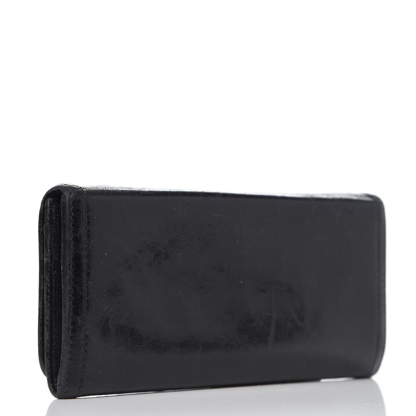 Vitello Shine Zip Flap Wallet Black