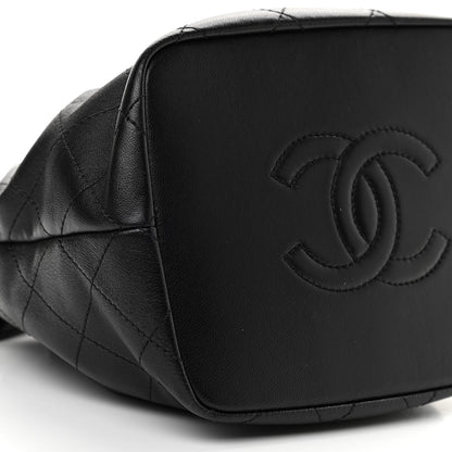 Chanel Lambskin Stitched Drawstring Bag Black 9 of 10