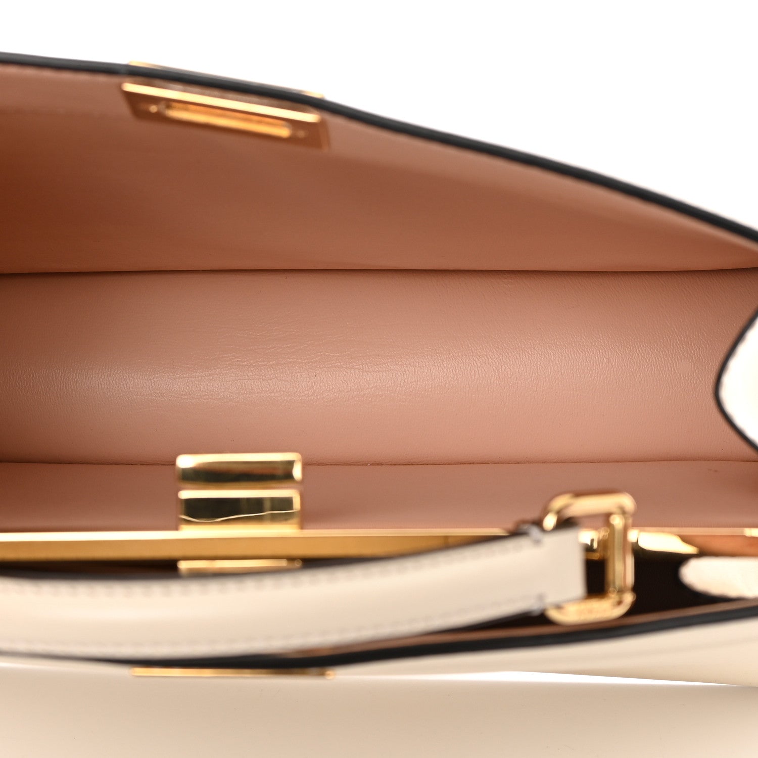 Fendi Vitello King Luxor Shiny Nappa Medium Peekaboo I SEE U East West Satchel White Light Rose 6 of 14