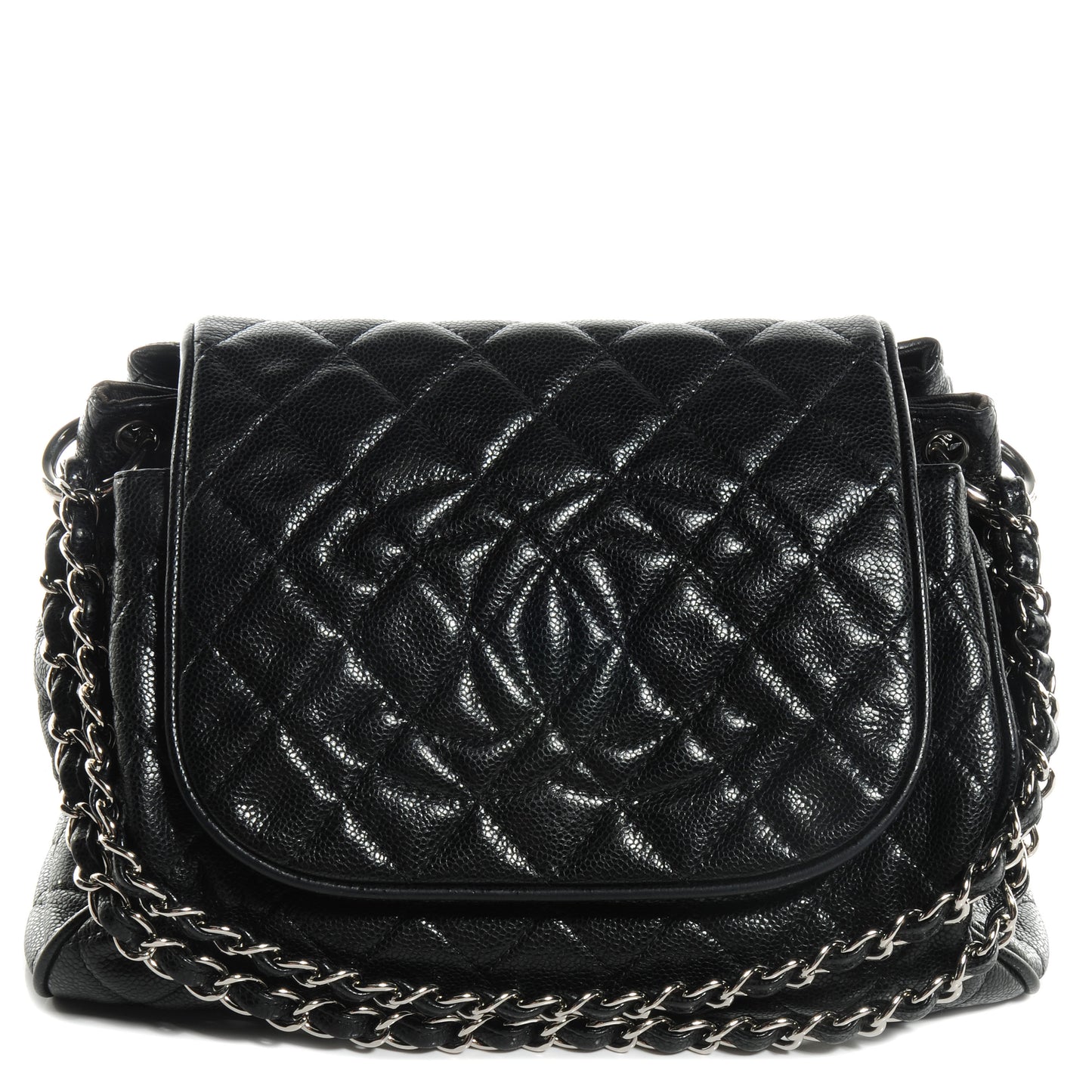 Caviar Quilted Timeless Accordion Flap Black