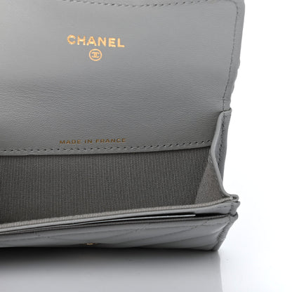 Chanel Lambskin Chevron Quilted Flap Card Holder Grey 4 of 5