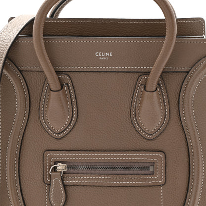 Celine Drummed Calfskin Nano Luggage Souris 17 of 21