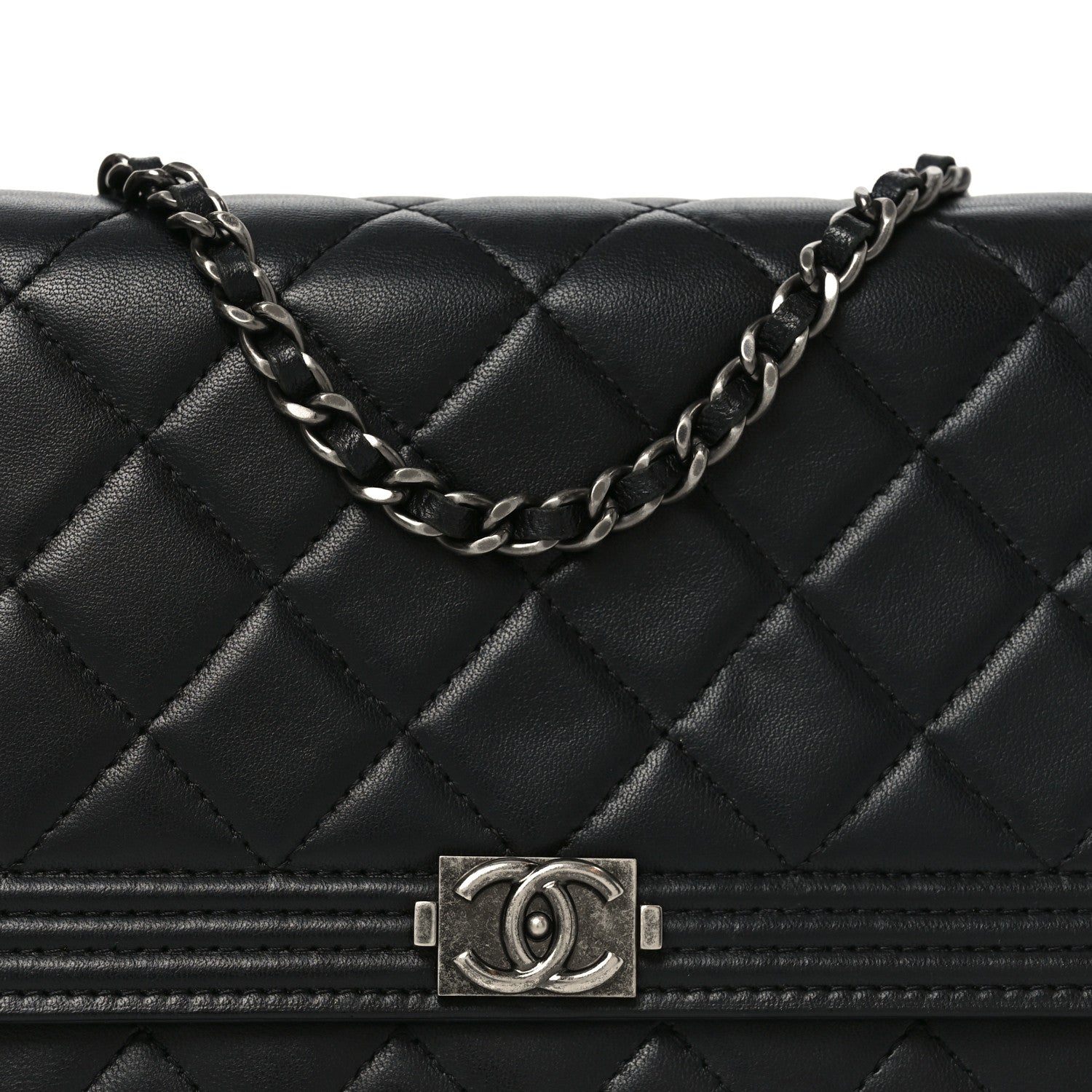 Chanel Lambskin Quilted Boy Wallet On Chain WOC Black 8 of 10