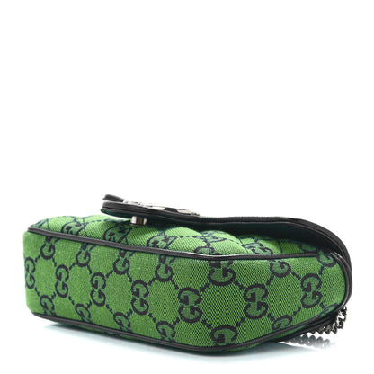 Gucci Monogram Multicolor Matelasse Diagonal Super Mini GG Marmont Shoulder Bag Green Blue 9 of 11