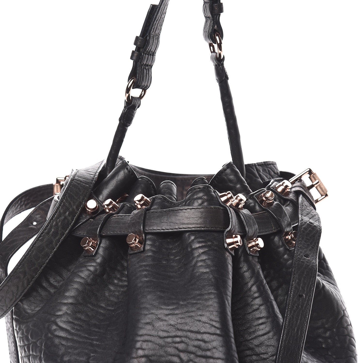 Alexander Wang Pebbled Lambskin Diego Bucket Black Rose Gold Hardware 10 of 10