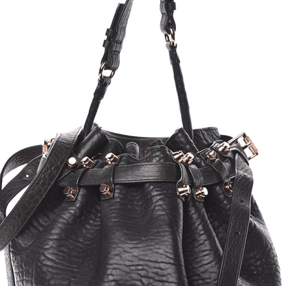Alexander Wang Pebbled Lambskin Diego Bucket Black Rose Gold Hardware 10 of 10