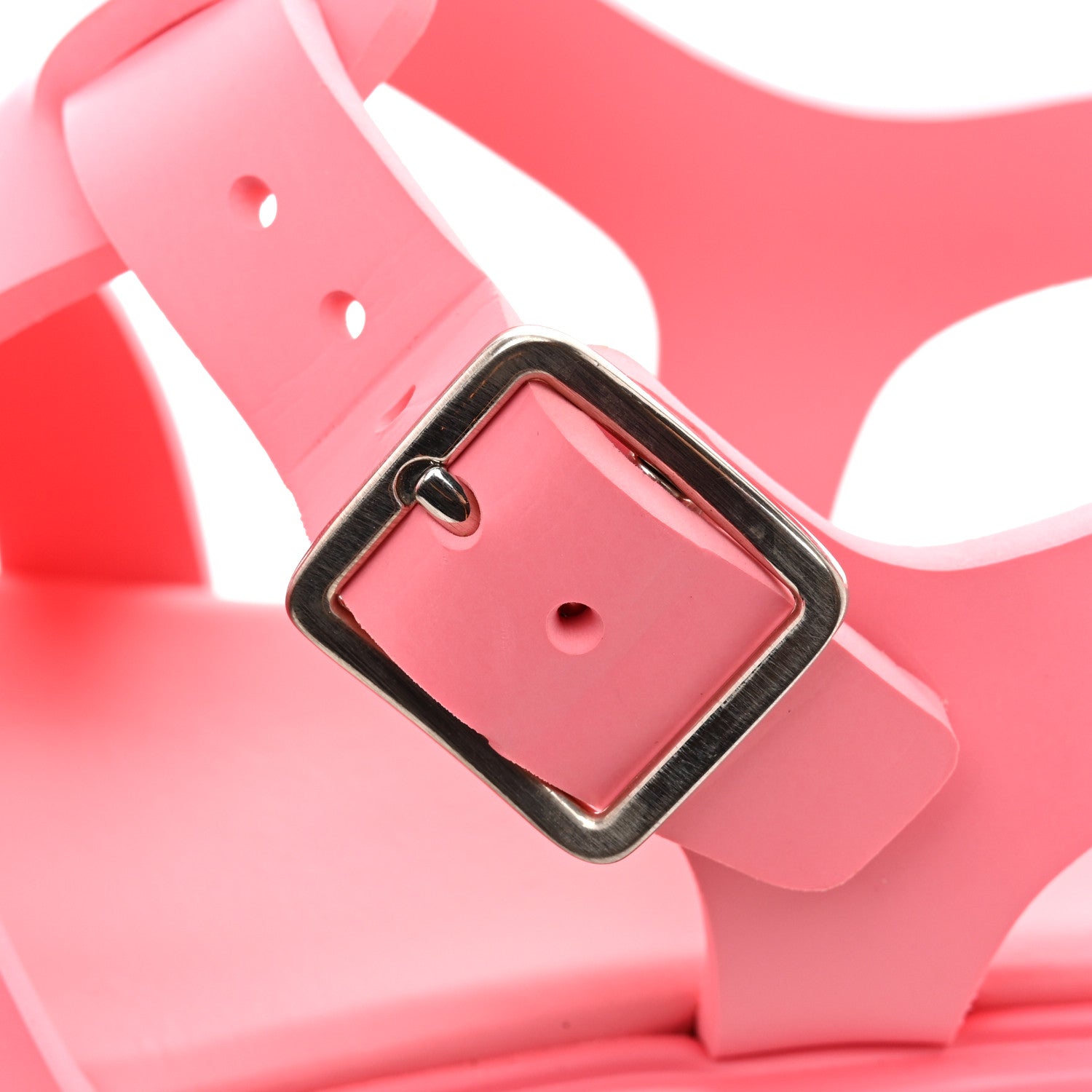 Prada Foam Rubber Triangle Logo Monolith 55mm Cage Sandals 38 Begonia 10 of 12