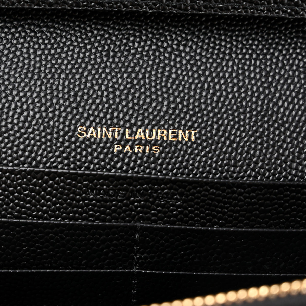 Saint Laurent Grain De Poudre Matelasse Chevron Monogram Chain Wallet Black 13 of 27
