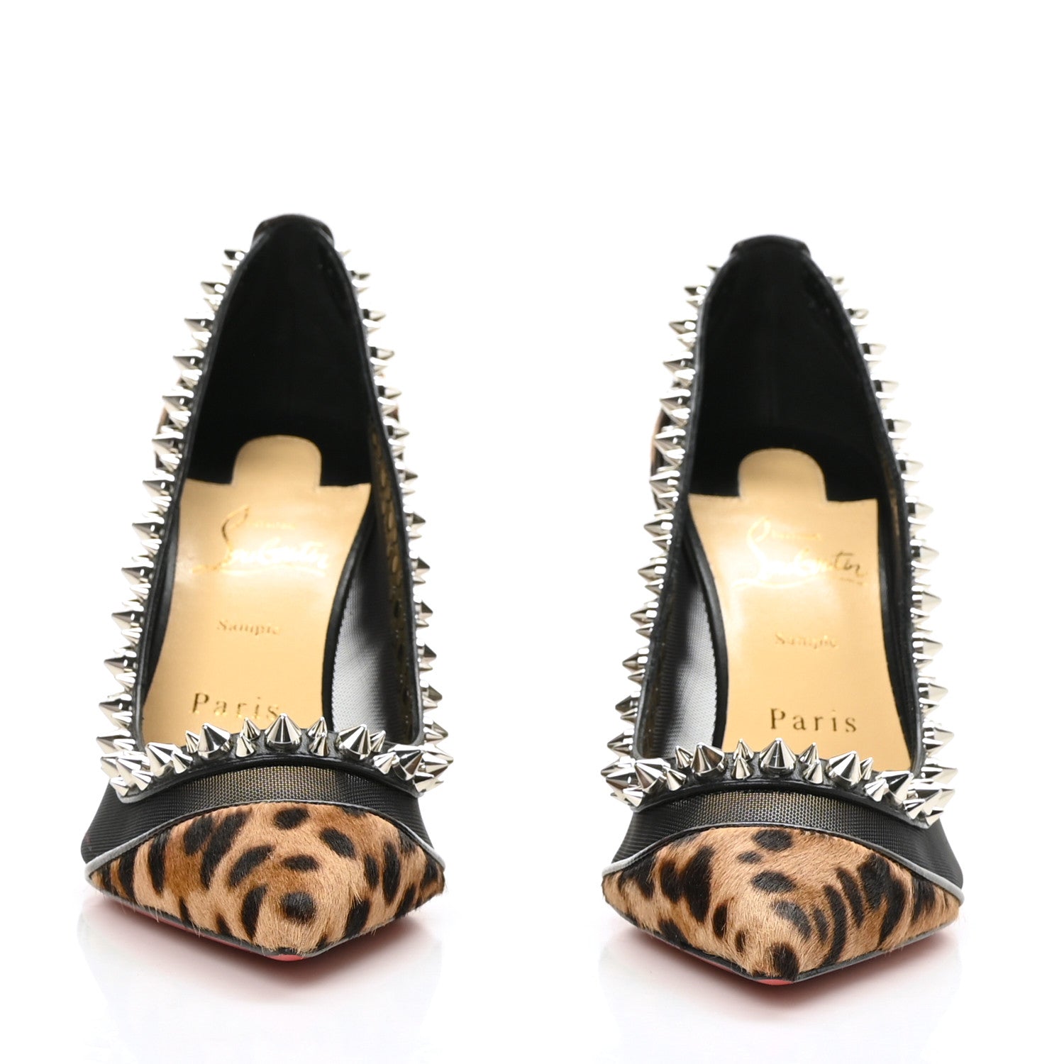 Christian Louboutin Pony Hair Galativi Spikes 85 Pumps 37 Brown Silver 2 of 7