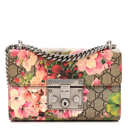 Gucci GG Supreme Monogram Blooms Small Padlock Shoulder Bag Beige Multicolor Dry Rose 1 of 12