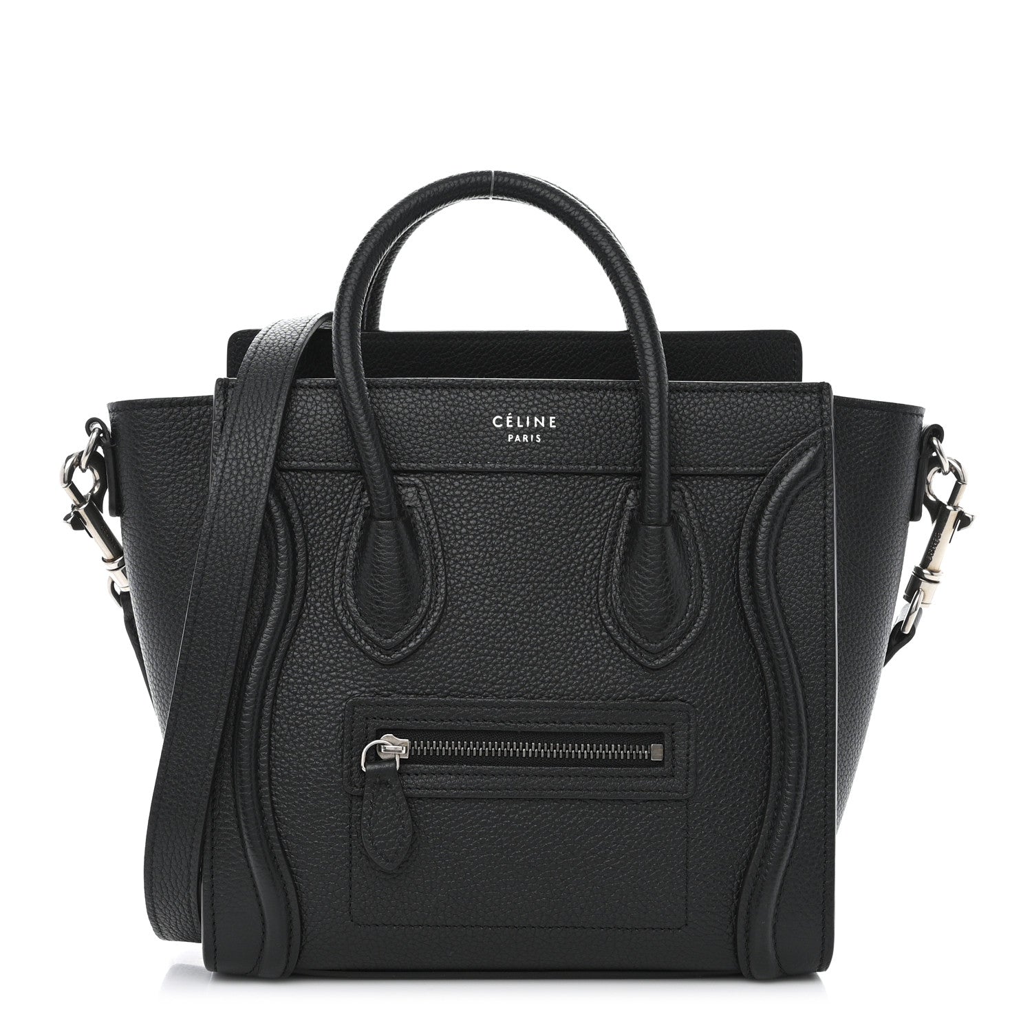 Celine Drummed Calfskin Nano Luggage Black 1 of 10