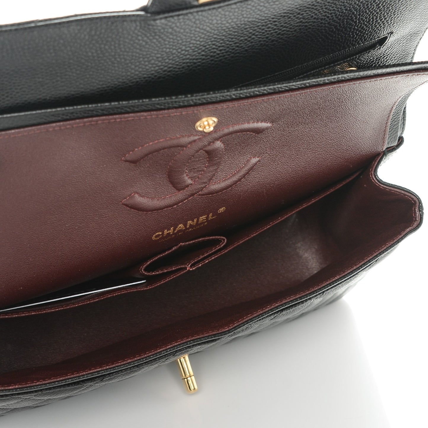 Caviar Quilted Medium Double Flap Black