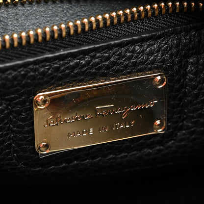 Salvatore Ferragamo Hammered Calfskin Double Handle Small Amy Tote  Black 6 of 9