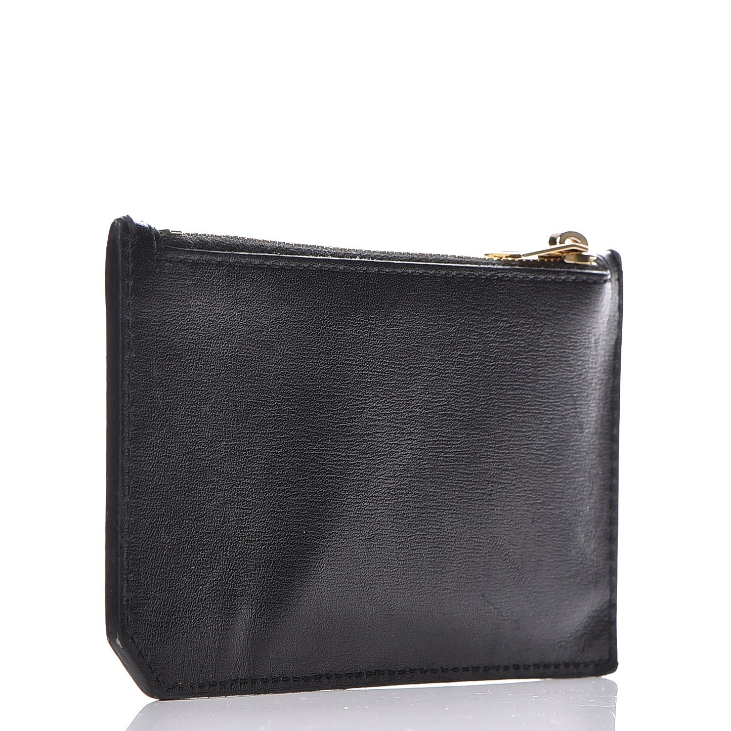Calfskin 5 Fragments Zip Pouch Card Holder Black