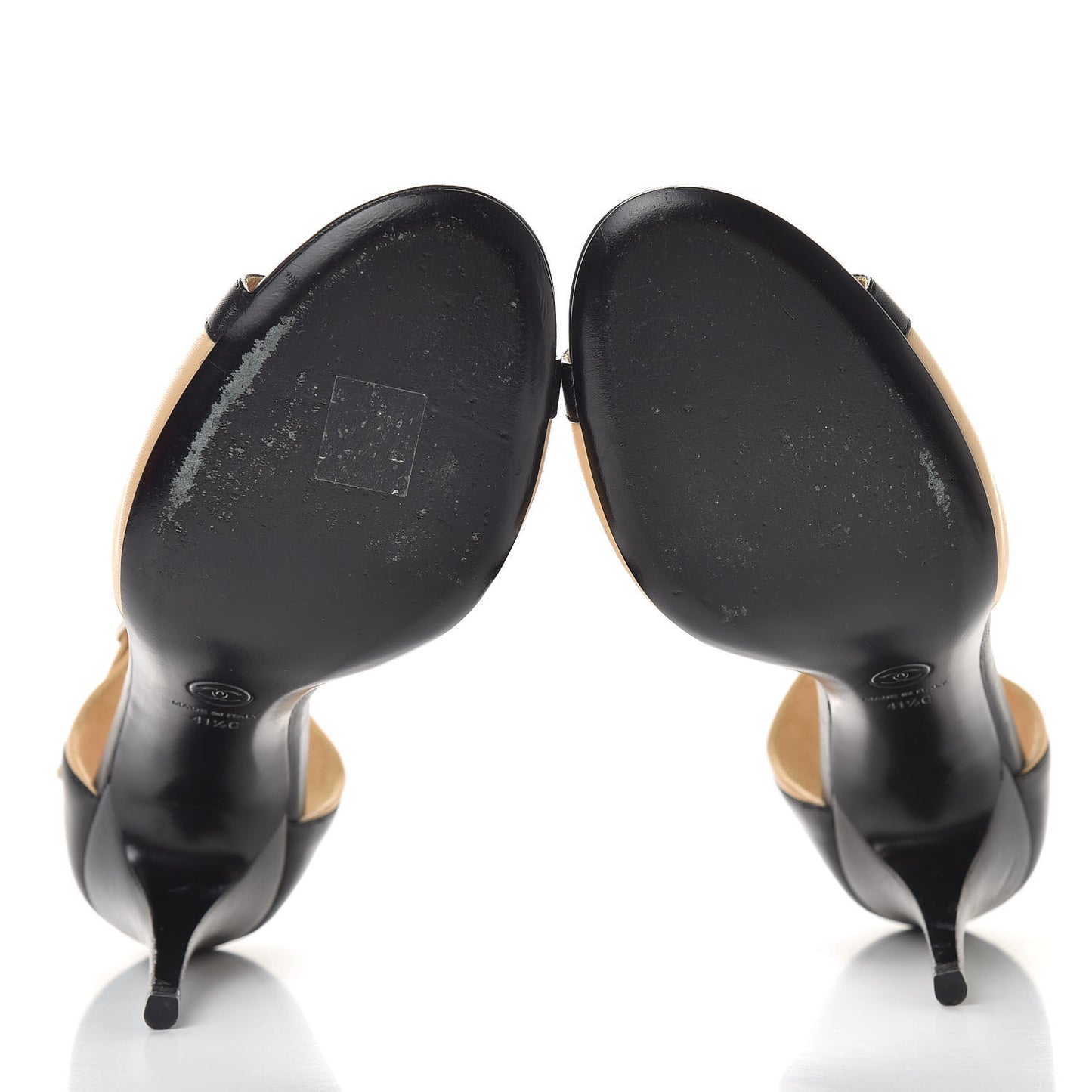 Lambskin Peep Toe Sandals 41.5 Beige Black